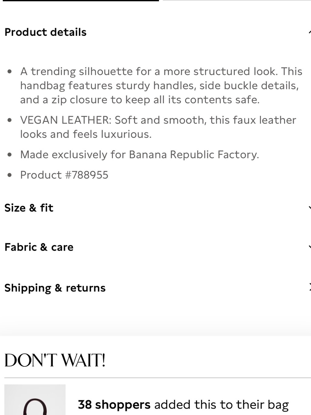 Banana Republic Vegan Leather Satchel Handbag NWT - Picture 6 of 7